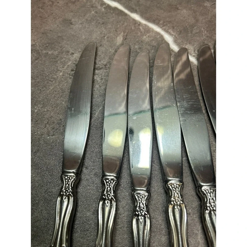 Oneida Michelangelo Dinner Knives Stainless Steel Floral Filigree Set of 7